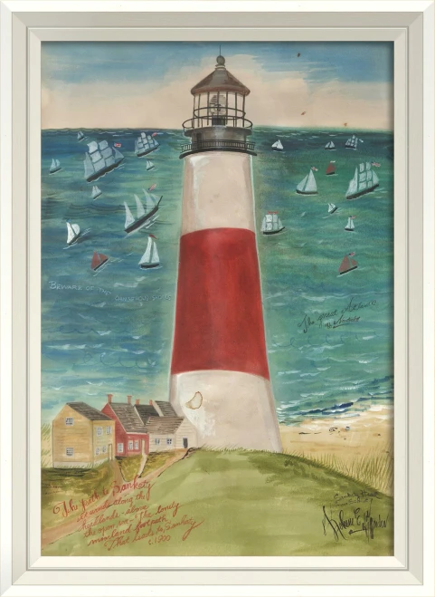The Path to SanKaty Lighthouse Art with White Frame