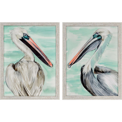 Turquoise Pelicans Set of Two