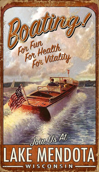 Vintage Speed Boat Tapestry Wall Art