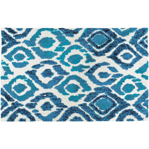 Blue and Turquoise Ikat Accent Rug