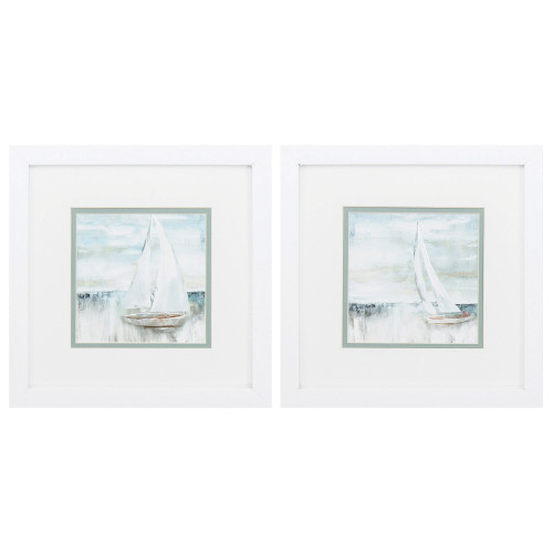 Calm Sailing Cottage Framed Prints - Set of Two