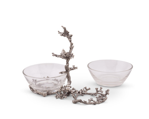 Coral Reef 2-Bowl Condiment Server front view
