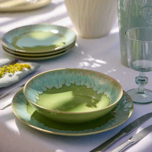 Taormina Lime Green Pasta Bowls on table