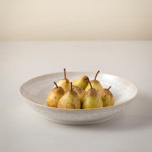 Taormina White Pasta Serving Bowl with pears