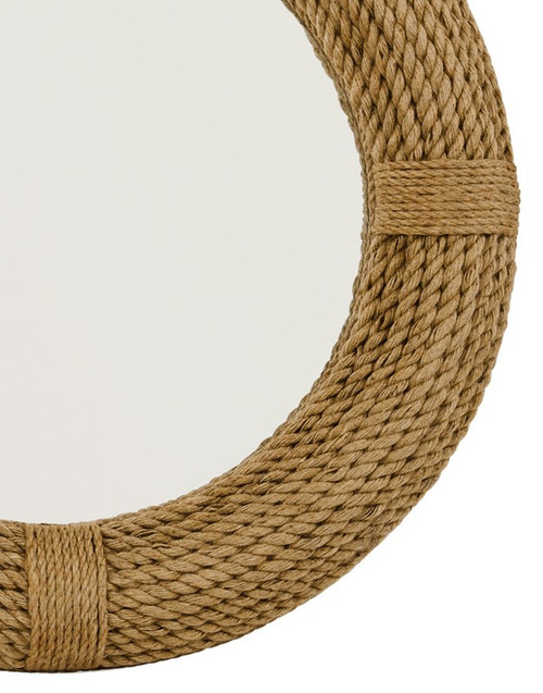 Round Rope-Wrapped Maritime Mirror close up