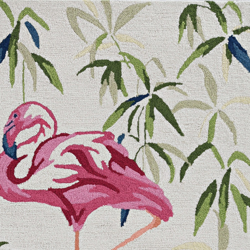 Tropical Pink Flamingo Hand-Hooked Rug close up pattern