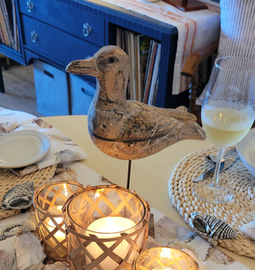 Driftwood Seagull Decor fall tablescape