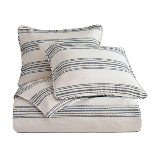 Prescott Navy Ticking Striped Duvet King Size Set