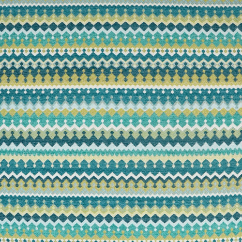 Bright Peacock Stripes Luxury Coastal Pillow close up fabric