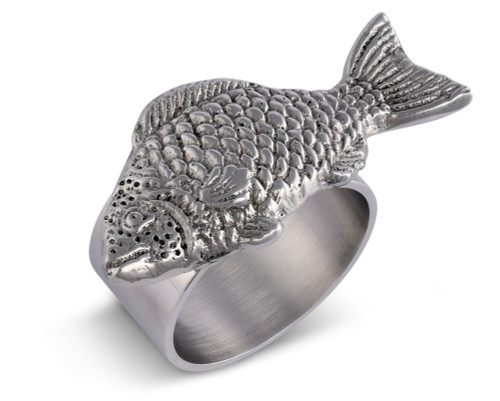 Polished Fish Motif Napkin Rings - single image