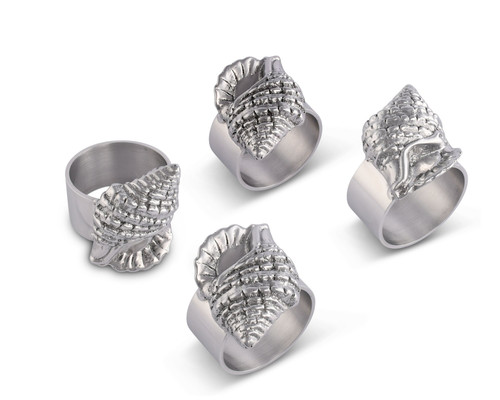 Polished Sea Shell Motif Napkin Rings - Set of 4