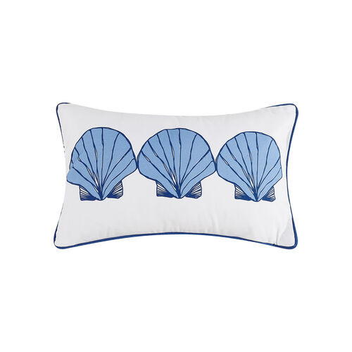 Scallop Shells Blue Oblong Printed Pillow