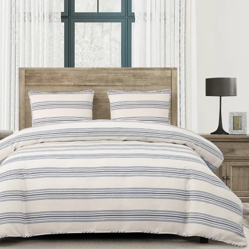 Prescott Navy Ticking Striped King Comforter Set