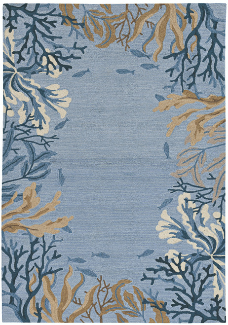 Deep Blue Lagoon Hand-Hooked Area Rug