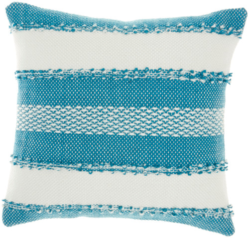 Woven Stripes Decorative Turquoise Pillow - Square