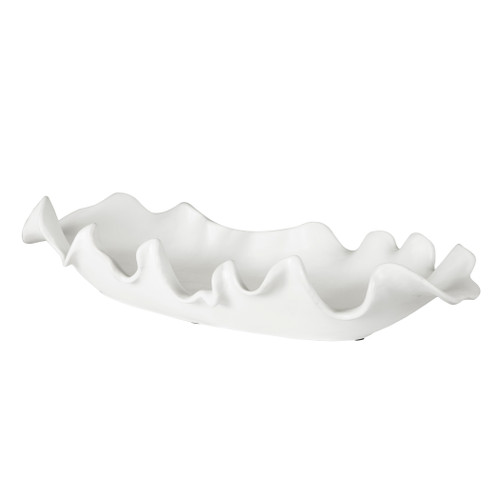 Ruffled Feathers Modern White Bowl angled view