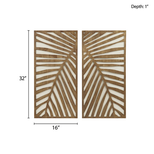 Palm Frond Carved Wall Panels - Set of Two | Caron's Beach House