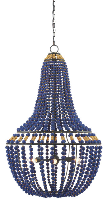 Penelope Navy Beaded Luxury Chandelier light on