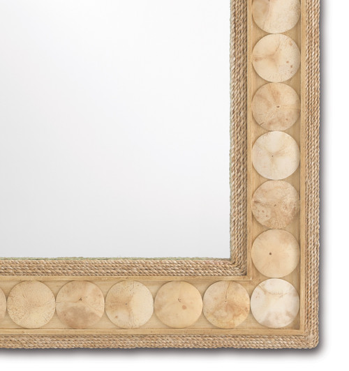 Buko Large Coco Shell Rectangular Mirror close up details