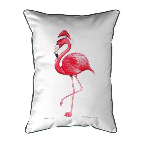 Holiday Santa Pink Flamingo Pillow