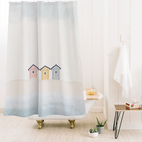 Beach Cabins by the Shore Shower Curtain 