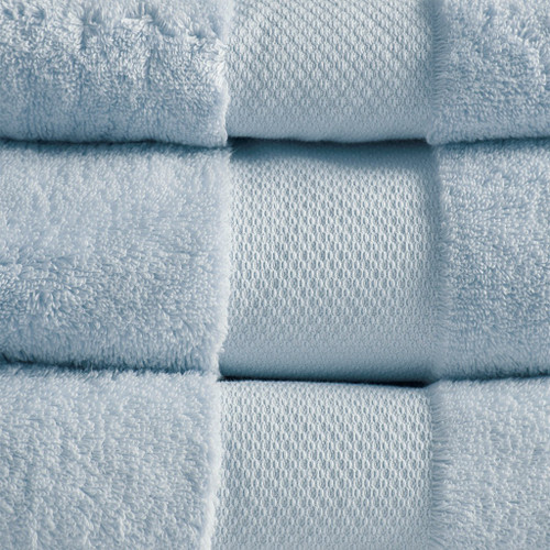 Turkish Cotton Light Blue Bath Towel Set close up