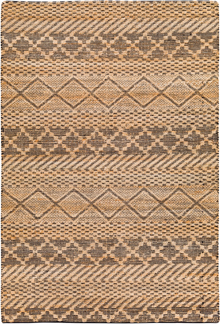 Tan and Black Alhambra Woven Jute Rug