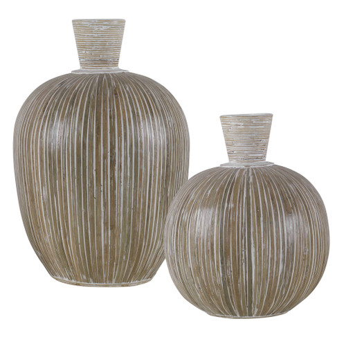 Islander White Washed Vases - Set of Two