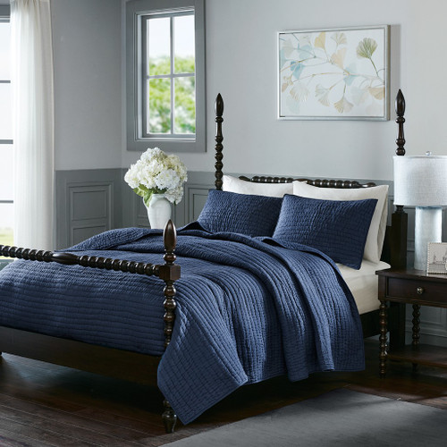 Serene Blue Hand-Quilted Bedding Collection