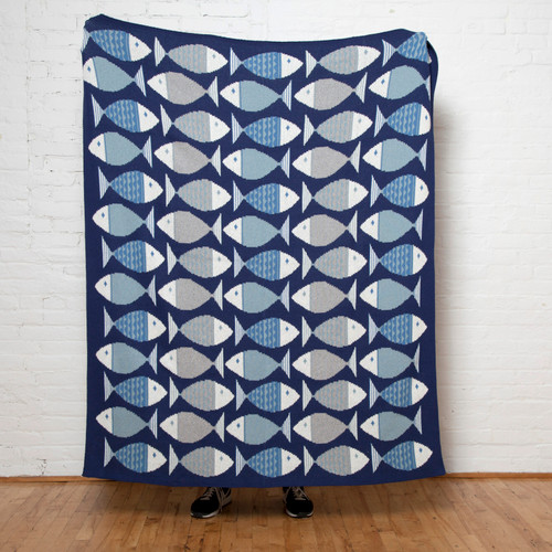 Big Fish Blue Knit Throw view 2