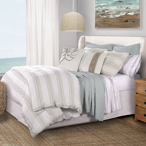 Prescott Taupe Ticking Striped Bedding Set