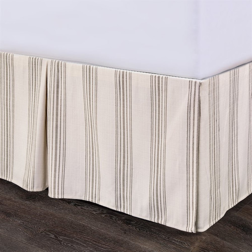 Prescott Taupe Ticking Striped King Size Tailored Bedskirt