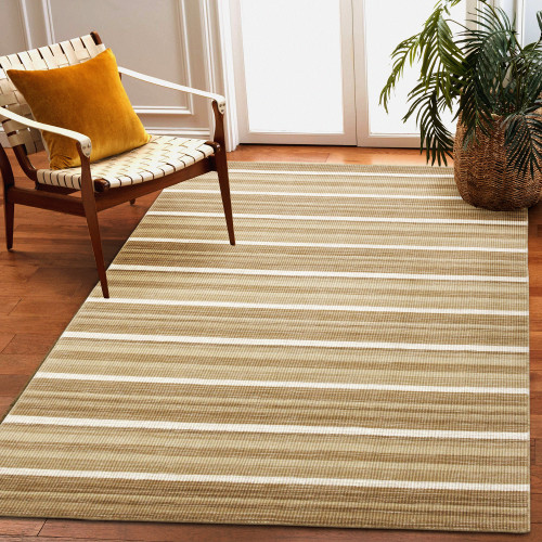 Aruba Sandy Faded Stripe Wool Rug room view