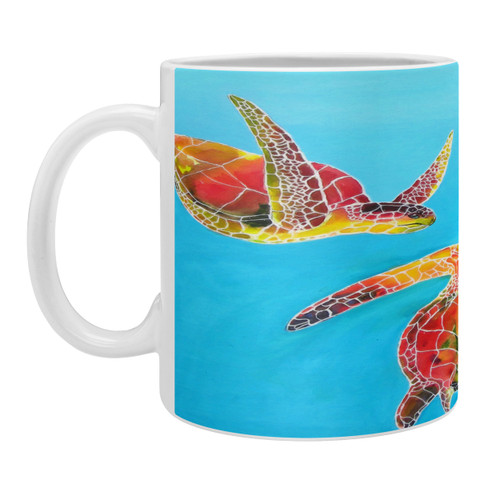 Tie Dye Sea Turtle Coffee Mugs -Set of 4 right