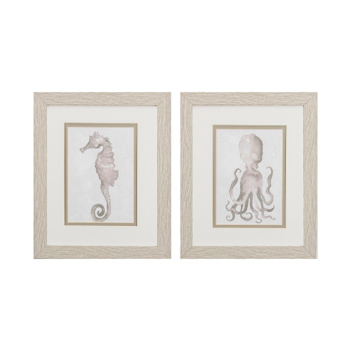 Shore Framed Seahorse and Octopus Prints - Set of Two