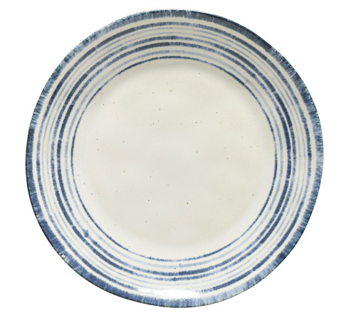 Nantucket White and Blue Striped Dinner Plate
