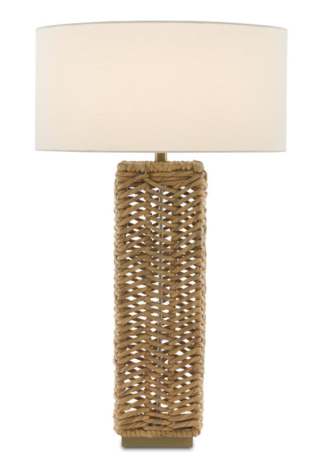 Torquay Woven Table Lamp light on