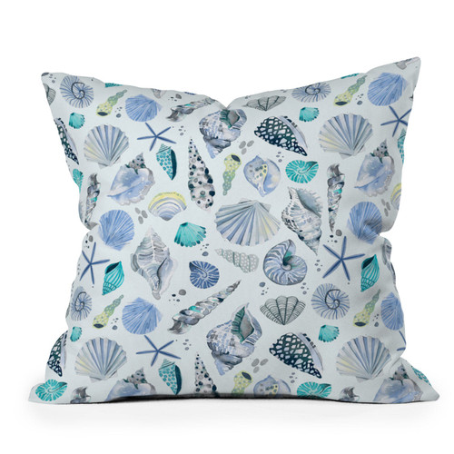 Sea Blue Tropical Shells Indoor-Outdoor Throw