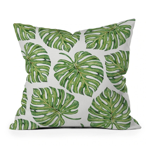 Bright Green Monstera Palms Indoor-Outdoor Pillow