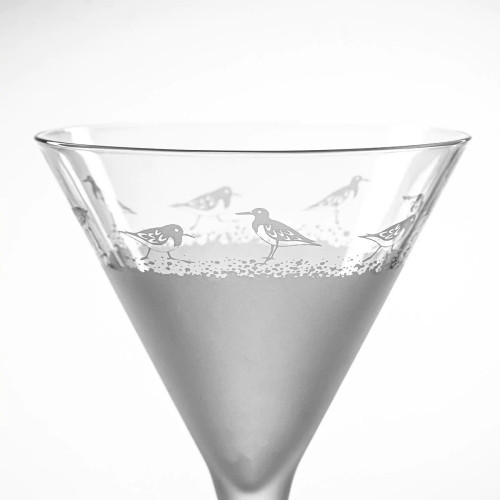 Sandpiper Frosted Martini Glass close up detail