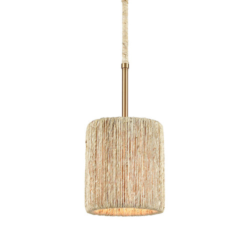 Lux Natural Abaca and Satin Brass Pendant Lighting