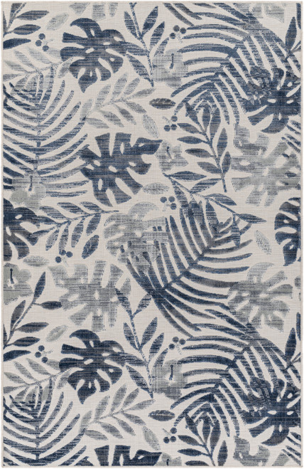 Playa Santa Maria Blue Monstera Palms Cabo Area Rug