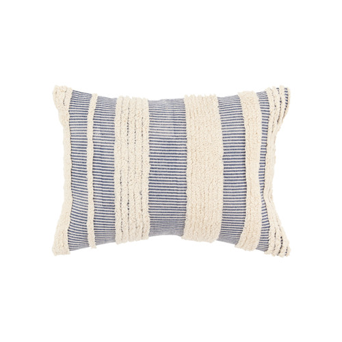 By The Bay Dark Blue Cottage Striped Pillow