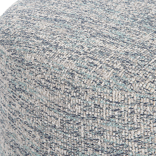 Avila Blue and White Tweed Accent Ottoman top