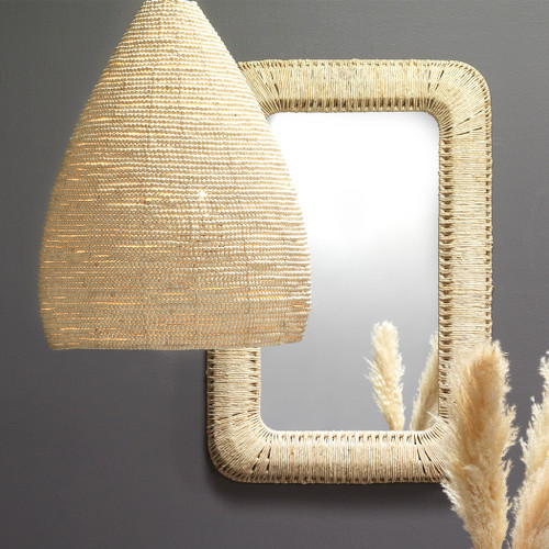 Hollis Natural Wrapped Rectangle Mirror with canal pendant