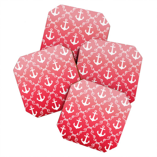 Nautical Knots Ombre Red Coasters
