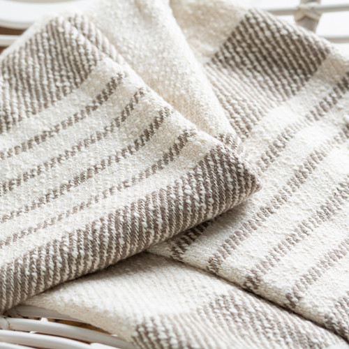 Sand Chamoix Striped Knit Throw Blanket close up