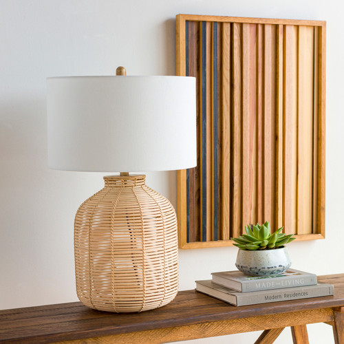 Waipahu Natural Rattan Table Lamp room view