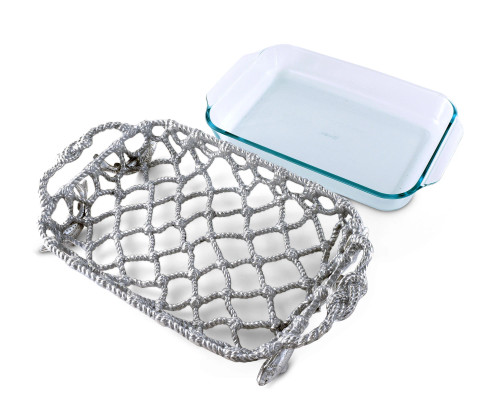 Polished Rope and Fish Net Design Casserole Dish - glass