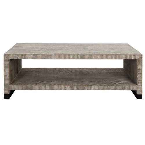 Avila Carved White Washed Coffee Table